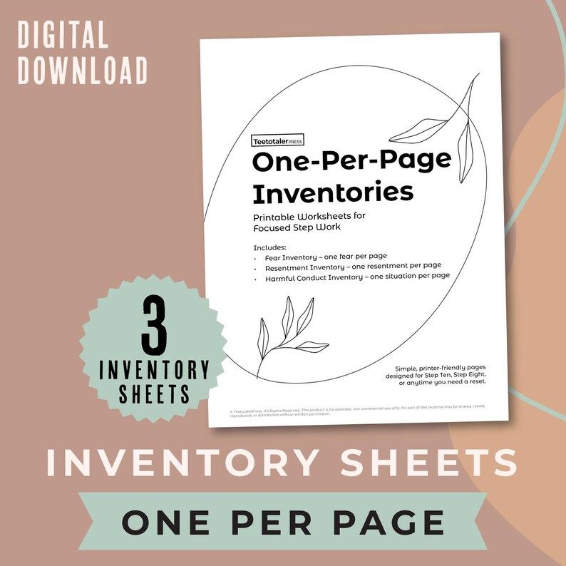 Fear Inventory.pdf Fear Resentment Harmful Conduct One per Page Inventory Printable ...