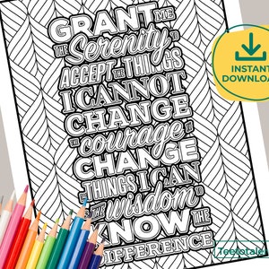 Oración de la Serenidad para colorear, Lemas del programa de 12 pasos, Lemas para colorear sobre la sobriedad, Actividad para la sobriedad, Frases sobre la sobriedad, Programa de recuperación, Adicción