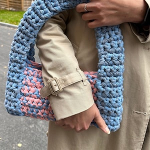 Patrón de bolso de crochet para principiantes con imágenes: patrón de bolso de crochet fácil, patrón de crochet de bolso para principiantes, bolso de compras de crochet