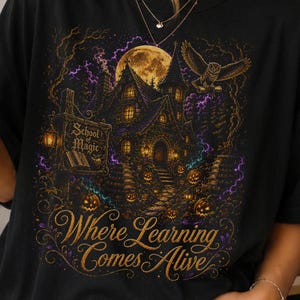 Halloween Teacher Shirt, Comfort Colors Wizard School Graphic Tee