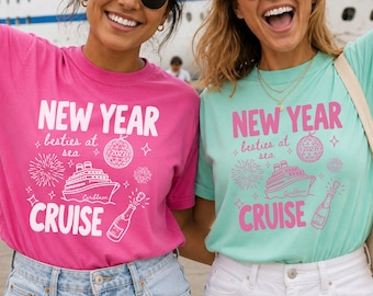 Besties New Year Cruise Shirt, Personalized NYE Cruise Group Gifts