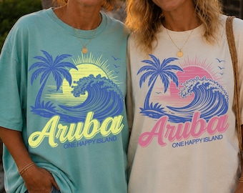 Aruba Shirt, Aruba Vacation Travel Tee,  Aruba Group Shirts, Destination Wedding Gift, One Happy Island Comfort Colors Tee