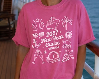 New Year Cruise Shirts, Family Cruise Cruise T-Shirts,  2027 New Years Eve Cruise Squad Shirts, Comfort Colors New Years Girls Trip Tees