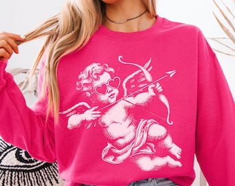 Valentines Day Cupid Sweatshirt, Galentines Day Sweater Outfit