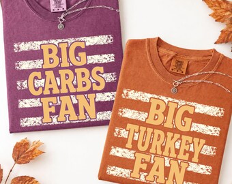 Funny Thanksgiving Group Shirts, Big Fan Striped Family Dinner Tees, Friendsgiving