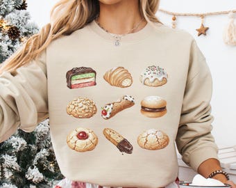 Italian Christmas Cookie Sweatshirt, Xmas Eve Sweater, Cookie Party Crewneck, Hostess Gift, Funny Ugly Sweater Party