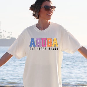 Aruba Shirt, Aruba Vacation Travel Shirt, Aruba Group Shirts, Destination Wedding Gift, One Happy Island Comfort Colors Tee, Beach Coverup