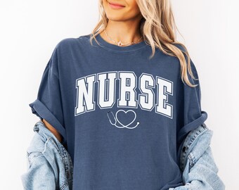 Neutral Nurse Shirt, Varsity Summer Nurse Tee, Pepper RN Shirt, Unisex Night Shift Crew Shirt, Comfort Colors Registered Nurse T Shirt