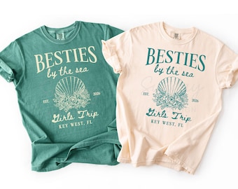 Girls Trip Beach Shirts, Personalized Besties By the Sea Group Tank Tops