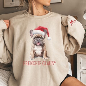 Personalized French Bulldog Christmas Sweatshirt, Custom French Bulldog Sweater, Frenchie Lover Shirt, Gift for Frenchie Mom