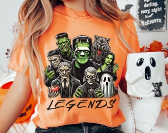 Halloween Monster Shirt, Horror Movie Tshirt, Comfort Colors, Frankenstein and Friends, Werewolf Oversized T-shirt, Halloween Party Tee