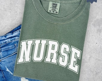 Neutral Nurse Shirt, Varsity Summer Nurse Tee, Pepper RN Shirt, Unisex Night Shift Crew Shirt, Comfort Colors Registered Nurse T Shirt