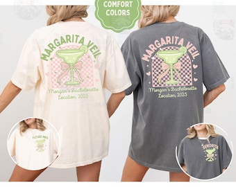 Margs And Matrimony Bachelorette Shirt, Custom Margaritas Veil, Pepper Comfort Colors Tee, Personalized Coquette Beach Bach Party TShirt