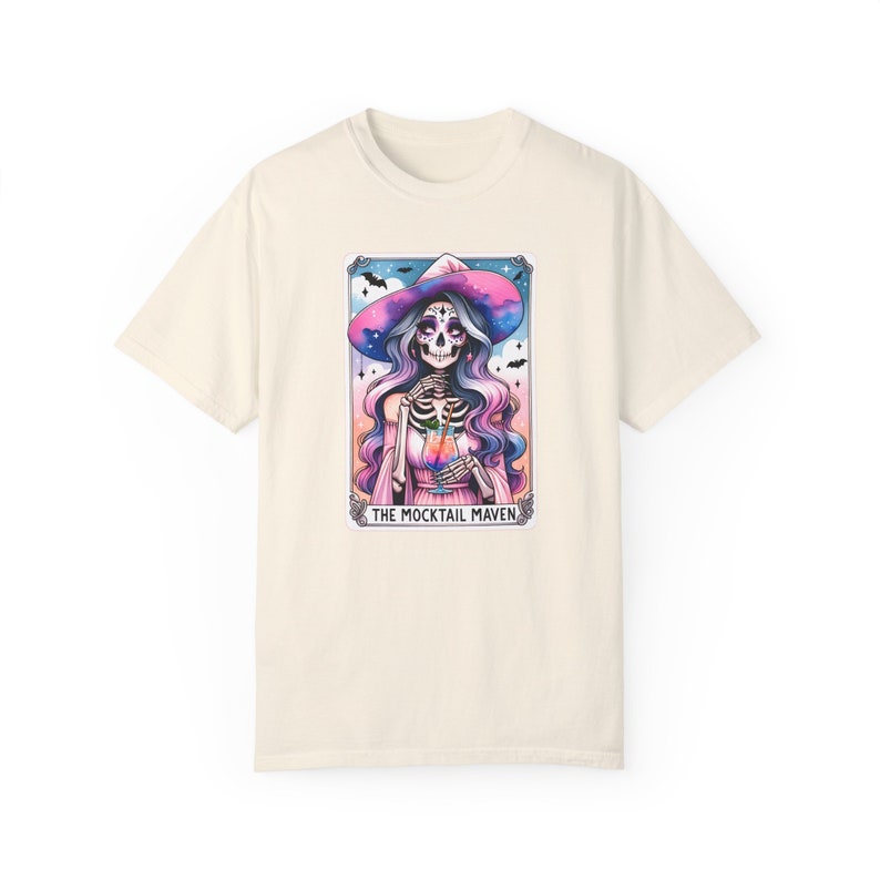 Halloween Witch Tarot Card Shirt, Gothic Skeleton Witch Tee, Comfort Colors Tshirt, Salem Girls Trip Shirts, Mocktail Shirt Ivory