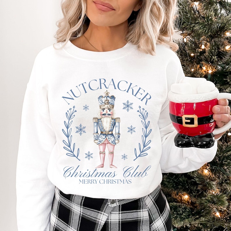 Nutcracker Sweatshirt, Toile Christmas Nutcracker Sweater, Christmas Club, Nutcracker Ballet, Christmas Gifts, Christmas Party Sweater White