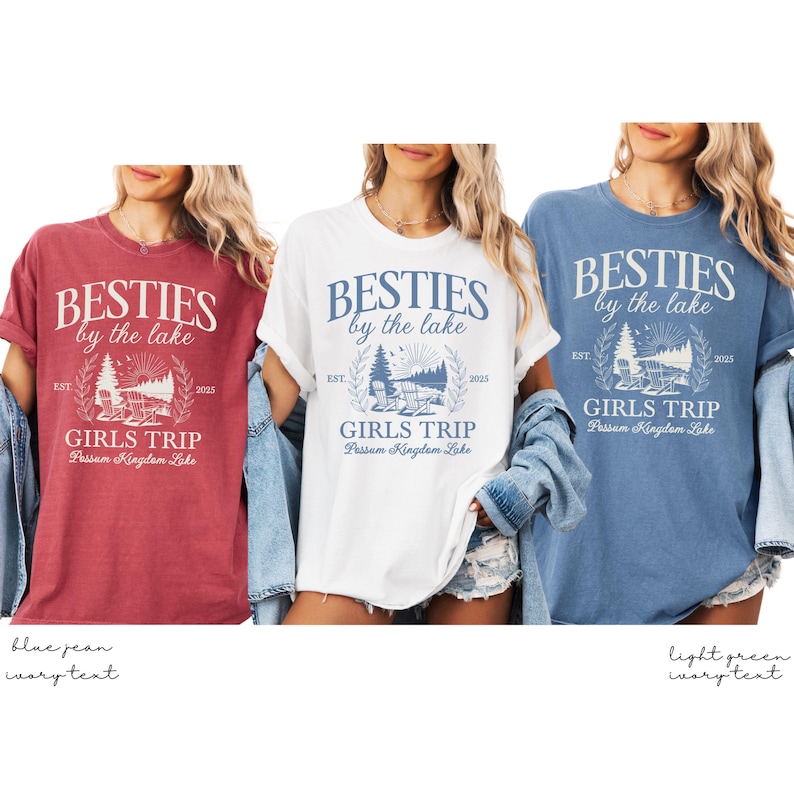 Girls Lake Weekend Shirts, Personalized Lake Besties Tee, Cabin 21st 30th 40th Birthday, Matching Girls Trip Shirt, Custom Girls Lake Trip Bild 5