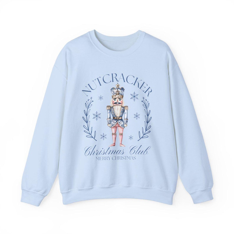 Nutcracker Sweatshirt, Toile Christmas Nutcracker Sweater, Christmas Club, Nutcracker Ballet, Christmas Gifts, Christmas Party Sweater Light Blue