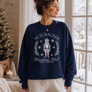 Nutcracker Sweatshirt, Toile Christmas Nutcracker Sweater, Christmas Club, Nutcracker Ballet, Christmas Gifts, Christmas Party Sweater Navy