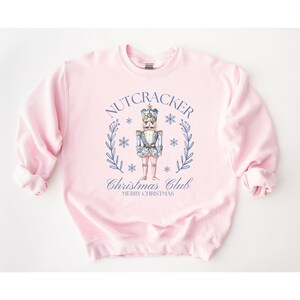 Nutcracker Sweatshirt, Toile Christmas Nutcracker Sweater, Christmas Club, Nutcracker Ballet, Christmas Gifts, Christmas Party Sweater Light Pink