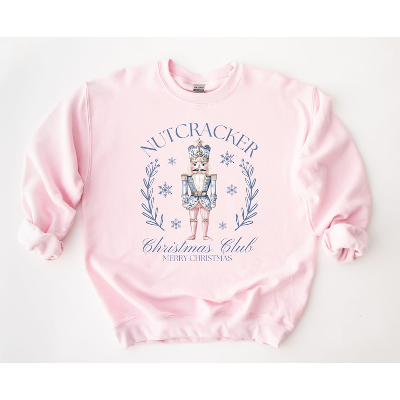 Nutcracker Sweatshirt, Toile Christmas Nutcracker Sweater, Christmas Club, Nutcracker Ballet, Christmas Gifts, Christmas Party Sweater Light Pink