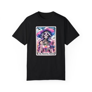 Halloween Witch Tarot Card Shirt, Gothic Skeleton Witch Tee, Comfort Colors Tshirt, Salem Girls Trip Shirts, Mocktail Shirt Black