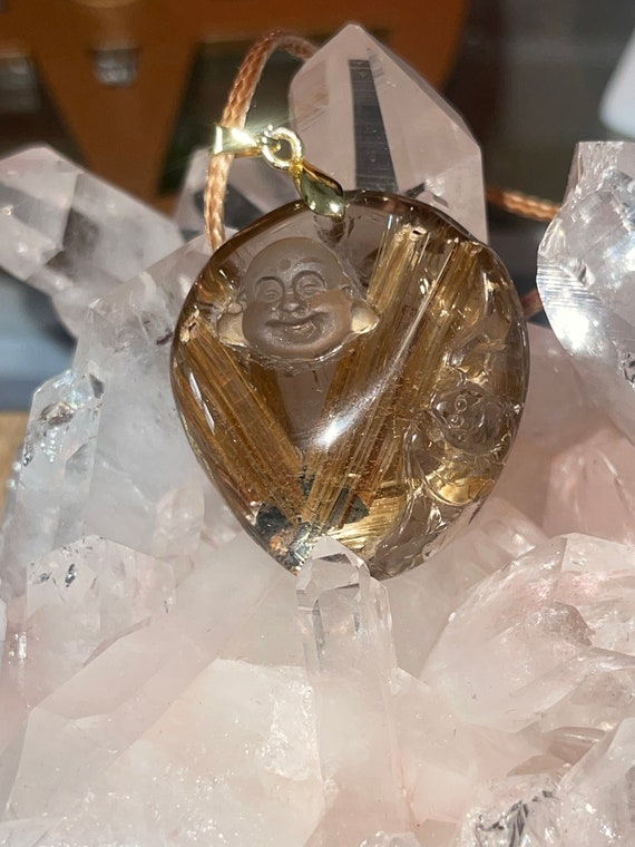 Rare Find! Gold Rutilated Quartz with Hand Cravin… - image 1