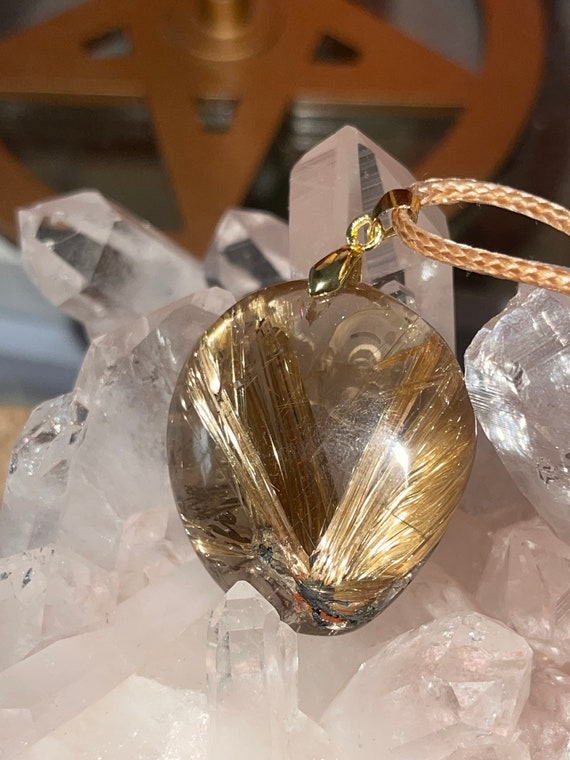 Rare Find! Gold Rutilated Quartz with Hand Cravin… - image 2