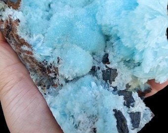 Blue Aragonite Specimen, Druzy Blue Aragonite from Yunnan, China, Raw Blue Aragonite Cluster, Mineral Specimen