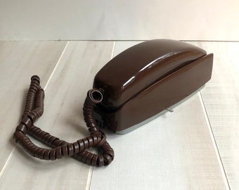 Vintage Brown 70s Wall Phone