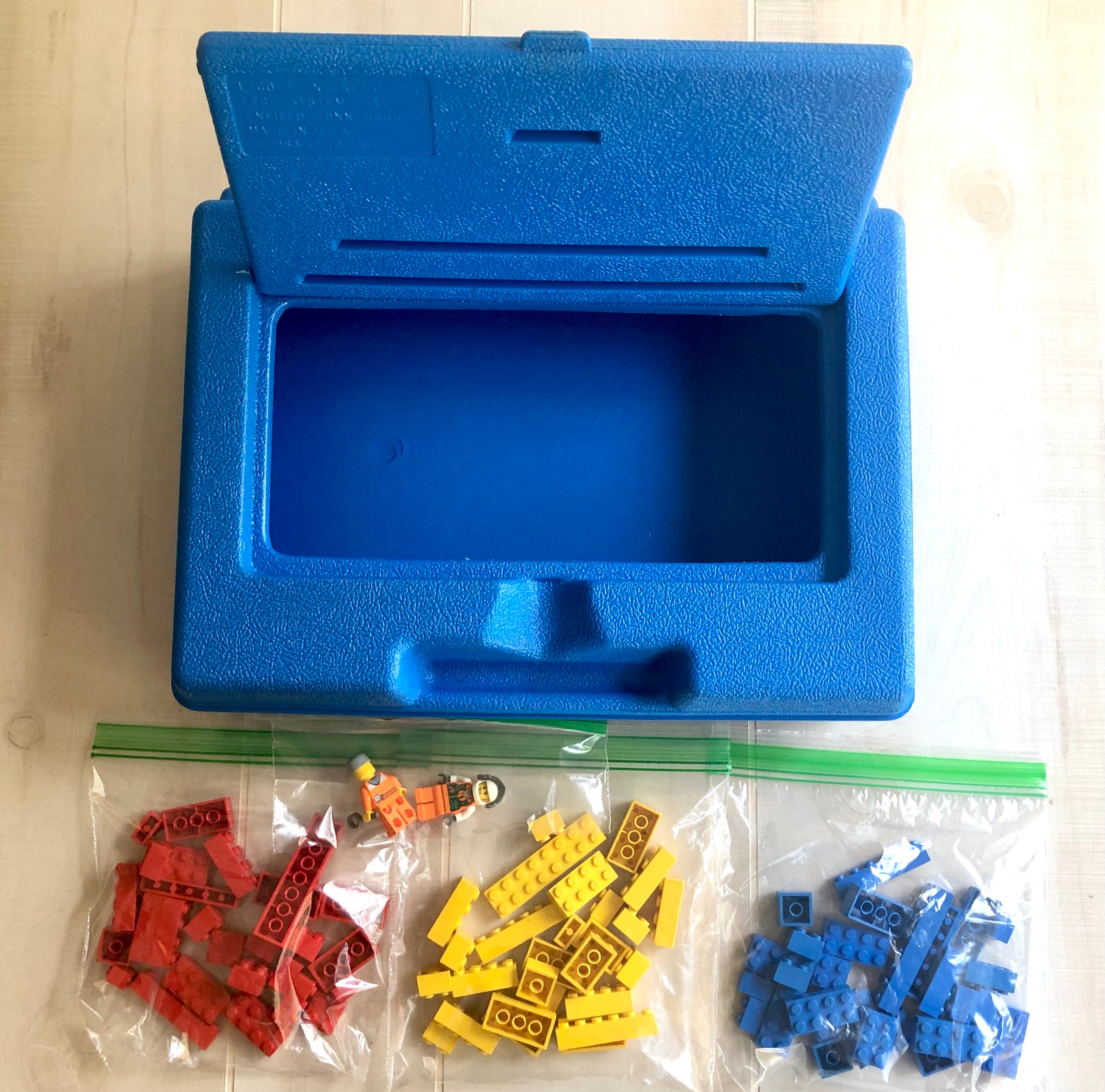 5 Four Lego Bins Red Plastic Storage Container Cases Carry Box Truck Cars  Houses Town Cities Building Toys Construction Free USA Shipping 
