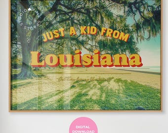 Retro Louisiana Postcard Print, Home Art (Digital Download)