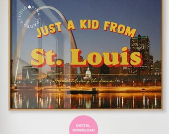 St. Louis Skyline Art Print, Retro Cityscape (Digital Download)