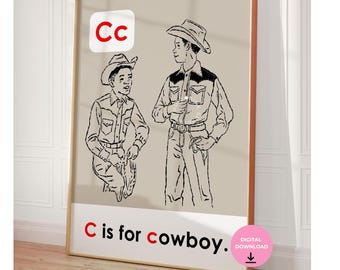 Black Art Cowboy Flashcard Art Print, Vintage Style (Digital Download)