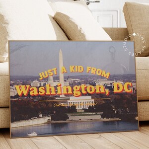 Impressão de cartão postal vintage Impressão retrô Impressões de arte digital Apenas uma criança de Washington DC Impressão do horizonte de Washington DC Arte da cidade natal DC Download