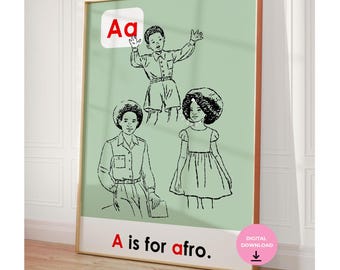 Black Art Vintage "A is for Afro" Flashcard Art (Digital Download)