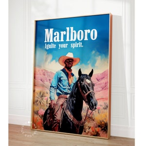 Marlboro Man Art Print Black Cowboy Art Black Owned Home Decor Instant Digital Art Download New Home Gift African American Western Black Man