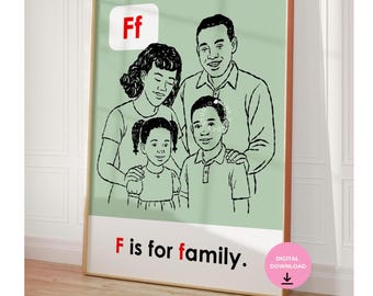 Black Art Vintage "F is for Family" Flashcard Art Print (Digital Download)