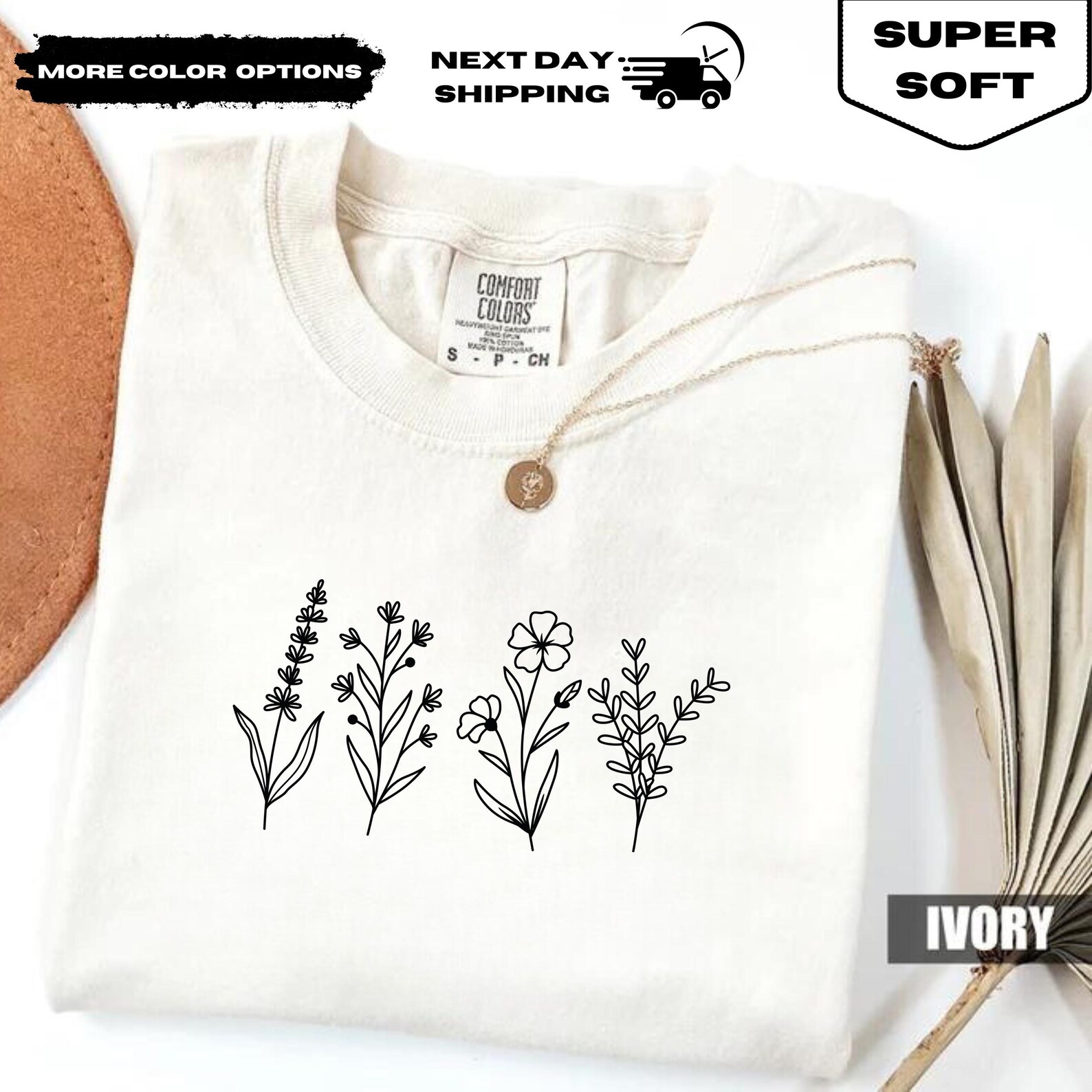 Comfort Colors Wildflower T-shirt: Cottagecore Botanical Tee - Etsy