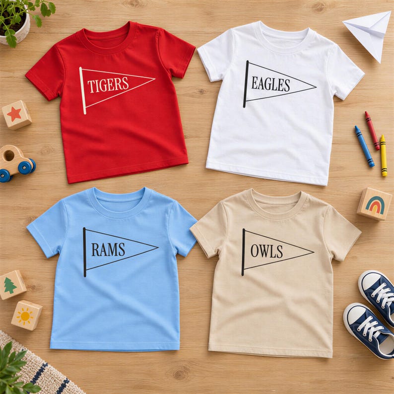 Custom Pennant Mascot Kids Shirt, Youth School Spirit Tee With Team ...