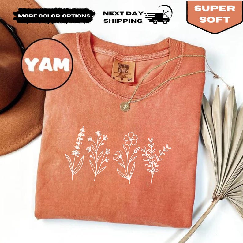 Comfort Colors Wildflower T-shirt: Cottagecore Botanical Tee - Etsy