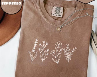 Comfort Colors Wildflower T-Shirt: Cottagecore Botanical Tee