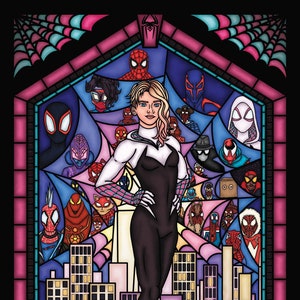 Gwen Stacy Stained Glass Style Digital Art Print
