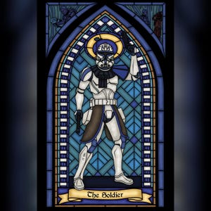 Impresión artística digital estilo vitral del Capitán Rex