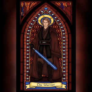 Anakin Skywalker Stained Glass Style Digital Art Print