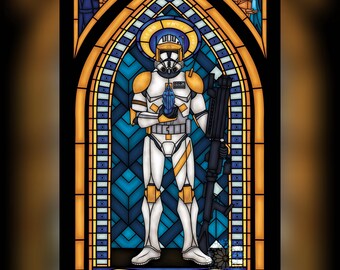 Commander Cody Stained Glass Style Digital Art Print