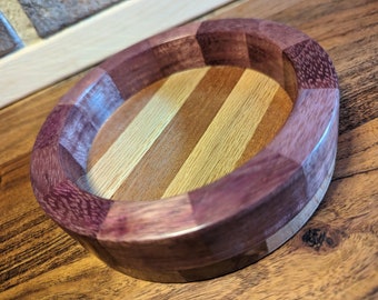 Oak, Mahogany, and Purple Heart Decorative Bowl