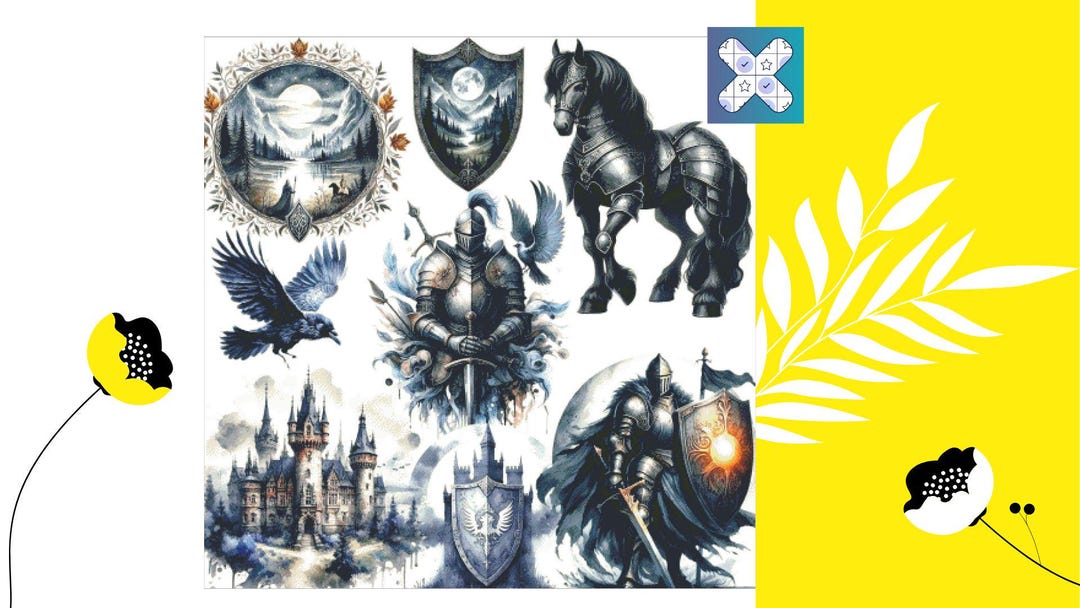 PDF knight Tribute Cross Stitch Pattern DMC 111 Solid Colors , 450w X ...
