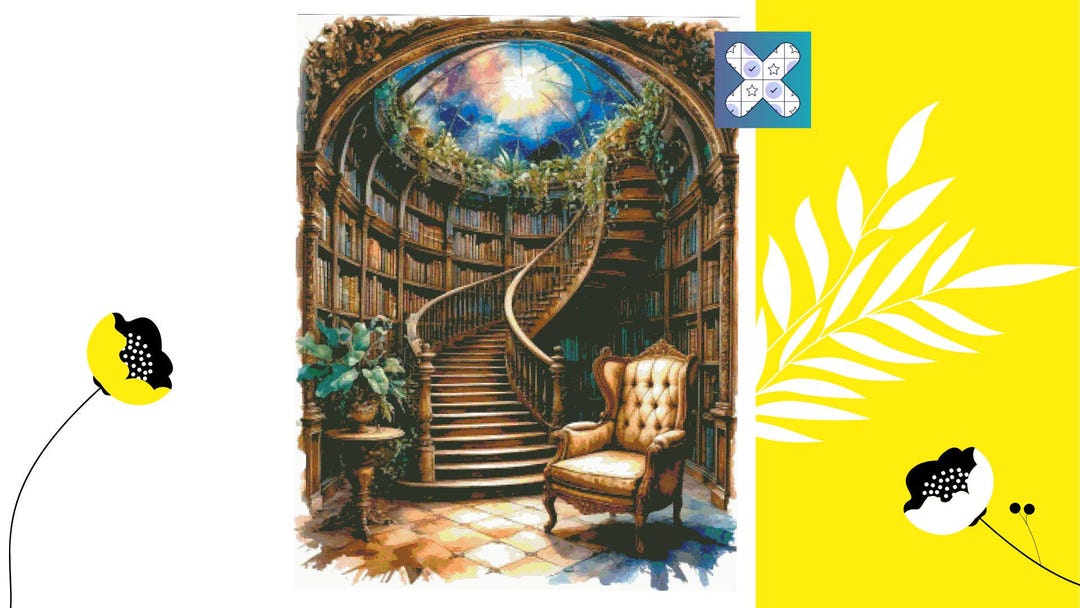 Celestial Library Cross Stitch Pattern PDF, Vintage, DMC Pattern Keeper ...