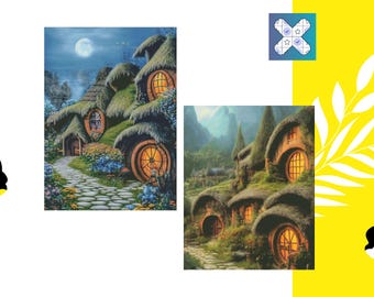 Bundle 2 Charts &quot;Hobbitland&quot; PDF Cross Stitch Pattern DMC, Instant Download, Pattern Keeper Compatible