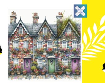 Englisches Dorfstraße Kreuzstichmuster PDF, DMC, Pattern keeper, Instant Download